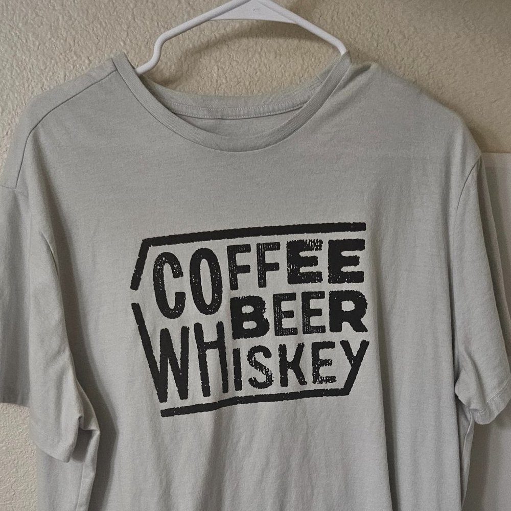 Goodfellow & Co, Coffee Beer Whiskey Graphic Design Short Sleeve T-Shirt,Size XL